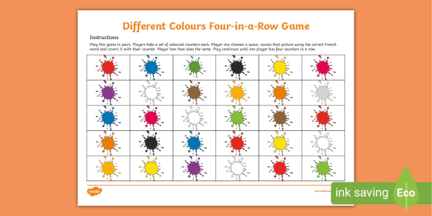 Four in a Row French Colour Game Learning Resources