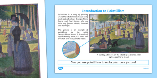 Introduction To Pointillism Worksheet Art Resource Twinkl
