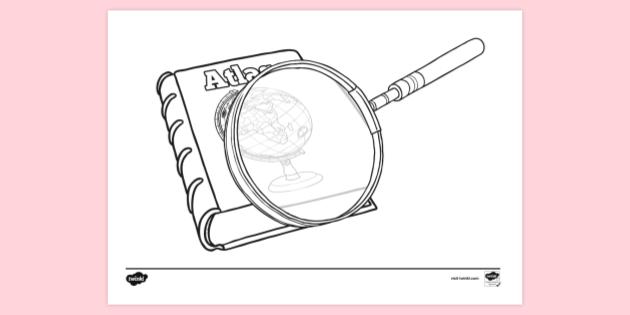 Atlas With Magnifying Glass Colouring Sheets 0291