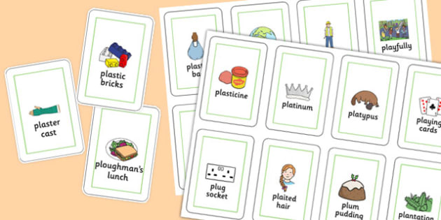 Three Syllable PL Sound Playing Cards (teacher made)