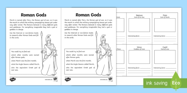 roman gods for children's homework