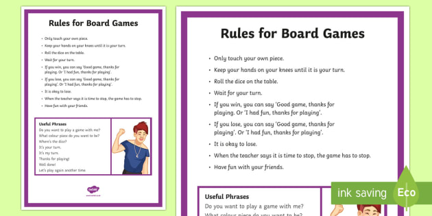 Board Games Rules and Social Scripts (teacher made)