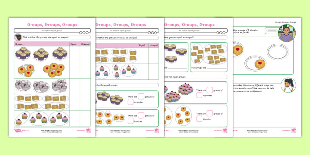 Year 1 Maths Equal And Unequal Groups Worksheet Pack Year 1 Maths Equal And Unequal Groups Worksheet Pack