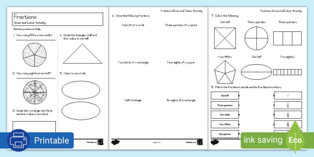 Grade 3 Maths Fractions Term 2 Draw and Colour Activity (CAPS Aligned)