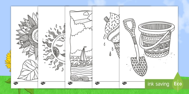 Summer Mindfulness Colouring Pages English Mandarin 