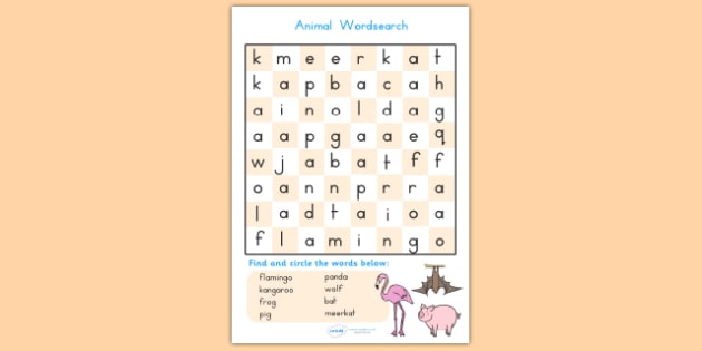 Animal Word Search - Primary Resources (teacher made)