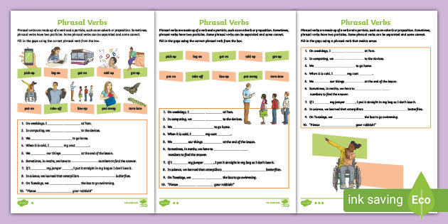 Phrasal Verbs Gap Fill Differentiated Worksheet - Twinkl