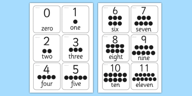 number 0 20 flash cards teacher made