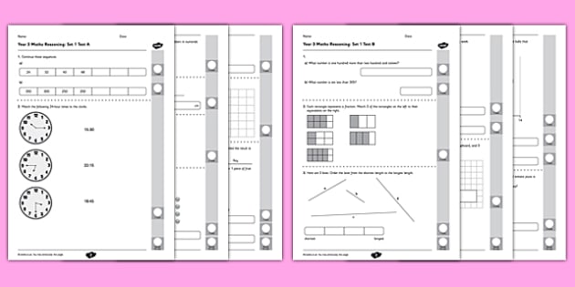 Maths Reasoning Year 3 Test Set 1 Assessment Pack