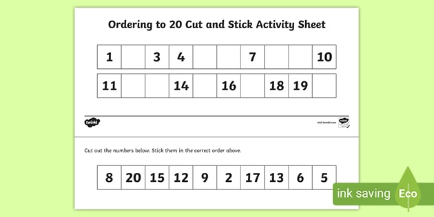 ordering numbers to 20 worksheet ks1 maths resources