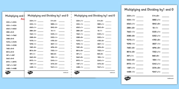 Multiplying And Dividing By 1 And 0 A5 Worksheet / Worksheet