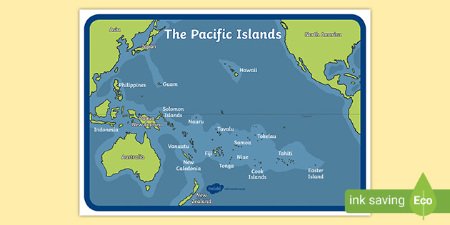 Map Of The Pacific Ocean Pacific Islands Map Poster - Primary Resource (Teacher Made)