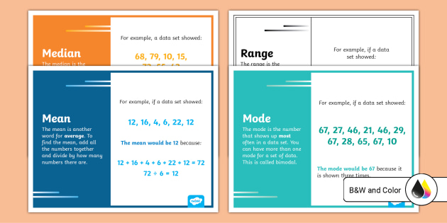 mean median mode range definitions posters