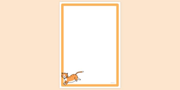 Simple Blank Cartoon Cat Page Border | Page Borders | Twinkl