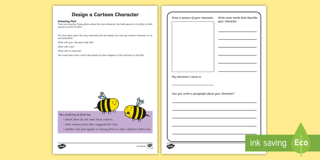 design a cartoon character worksheet worksheet amazing