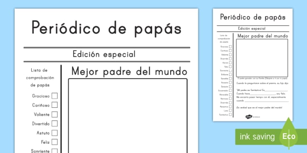 Ficha de actividad: Periódico de papás - Día del Padre