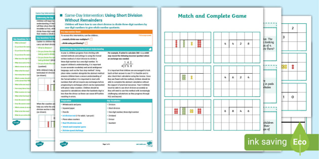 👉 Year 4 Maths Same-Day Intervention Plan: Short Division