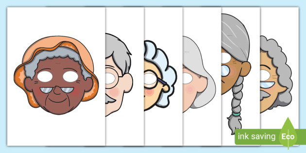 Elderly Man and Elderly Woman Role Play Masks Twinkl