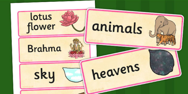 Hindu Creation Story Word Cards Hindu Creation Story Word Cards
