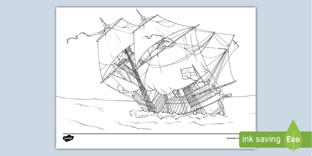 Mary Rose Ship Colouring Sheet (teacher made)