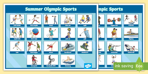 Summer Olympics Sports Word Mats Indonesian (teacher Made)