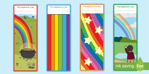 free rainbow themed colourful bookmarks teacher made