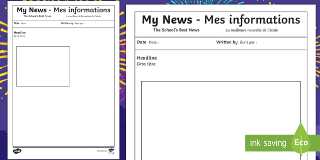 My News Writing Template English/French (teacher made)