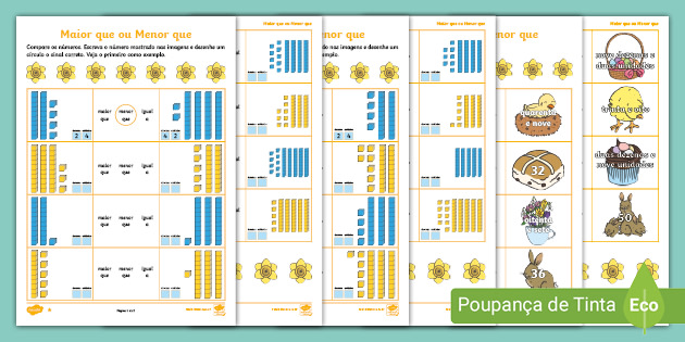 Matemática - Maior, Menor e Igual worksheet