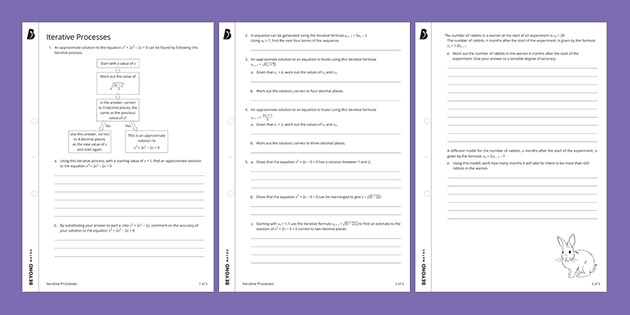 Iterative Processes Worksheet | Algebra | Beyond Maths