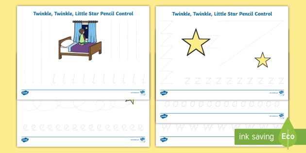 Twinkle, Twinkle, Little Star Pencil Control Worksheets