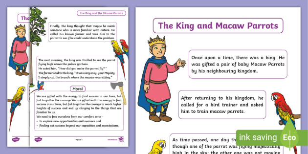 Story: The King And Macaw Parrots (teacher Made)