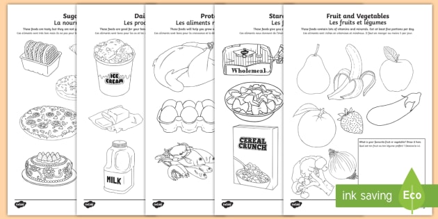 Download Healthy Eating Colouring Pages English/French - Healthy Eating