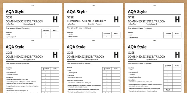 Aqa Gsce Combined Science Higher Papers Beyond