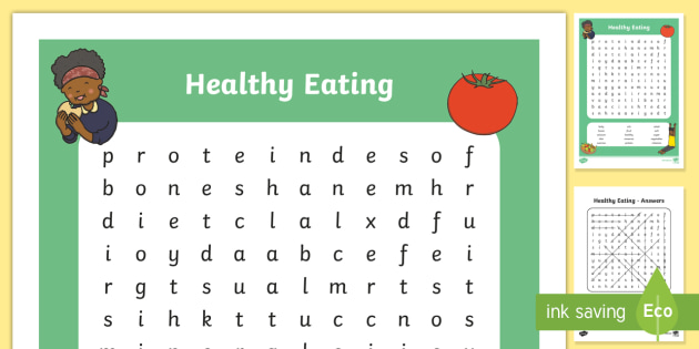 Healthy Eating Word Search Free Printable