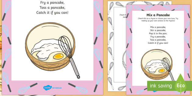 Mix a Pancake Rhyme - Shrove Tuesday, mix a pancake, rhyme