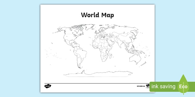 map of the world black and white printable