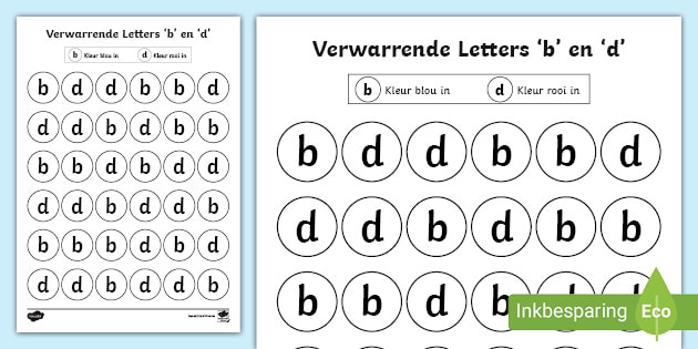 Verwarrende Letters 'b' En 'd' Inkleur Aktiwiteit