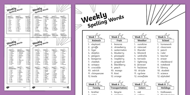 Fourth Grade Spelling Word Lists (teacher made) - Twinkl