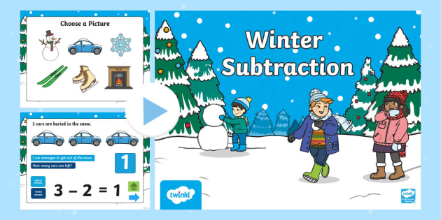 Winter Themed Subtraction Powerpoint Teacher Made