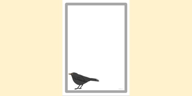 FREE! - Simple Blank Blackbird Border | Page Borders | Twinkl