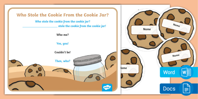 Who Stole The Cookie From The Cookie Jar? Name Game Tags