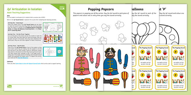 P Articulation In Isolation Activity Pack