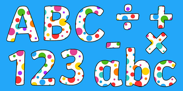 free multicoloured polka dot display alphabet