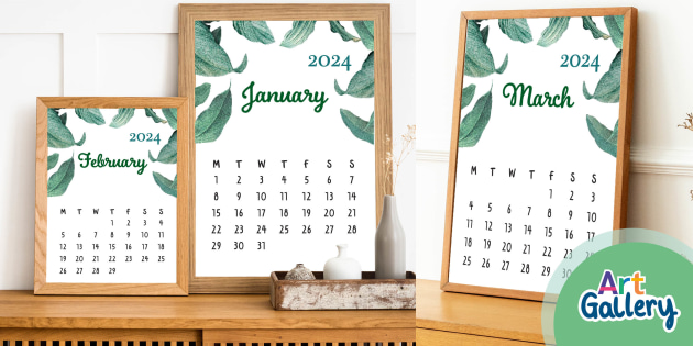 Botanical-Themed Monthly Wall Calendar 2024 Posters Pack