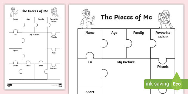 Interactive PDF: The Pieces of Me Worksheet (teacher made)