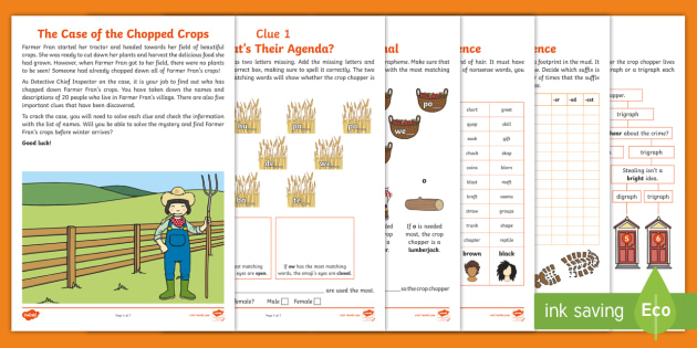 KS1 The Case of the Chopped Crops: Autumn & Harvest Phonics Problem-Solving