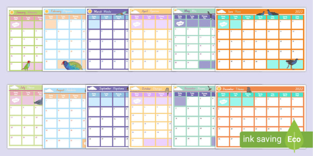 2022 Calendar Nz New * New Zealand 2022 Month-To-Month Calendar