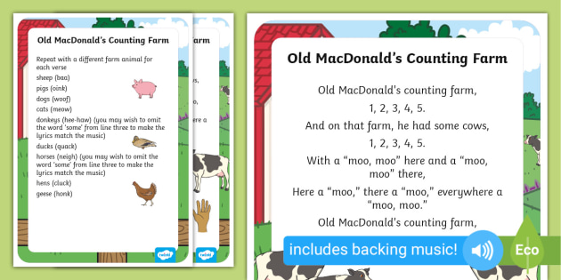 Old MacDonald's Counting Farm Number Rhyme Poster