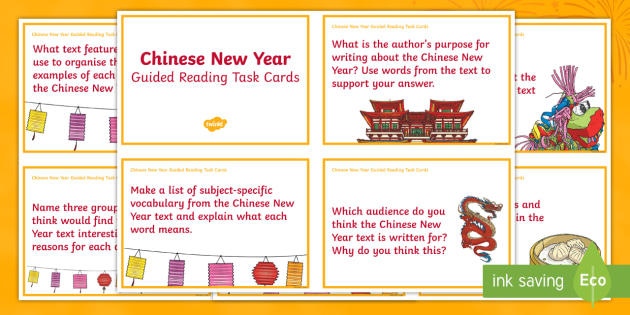 Chinese New Year Guided Reading Task Cards