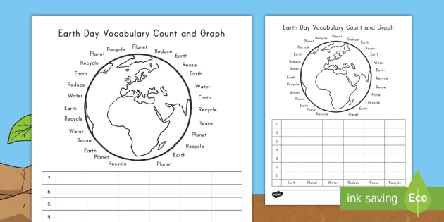 Earth Day Vocabulary Count and Graph Activity (teacher made)